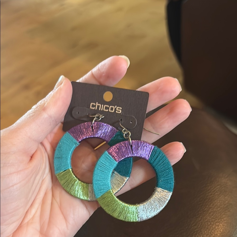 Chico's Colorful Threaded Hoop Earrings